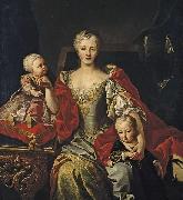 Martin van Meytens Portrait of Polyxena Christina of Hesse-Rotenburg with her two oldest children, the future Victor Amadeus III and Princess Eleonora Germany oil painting artist